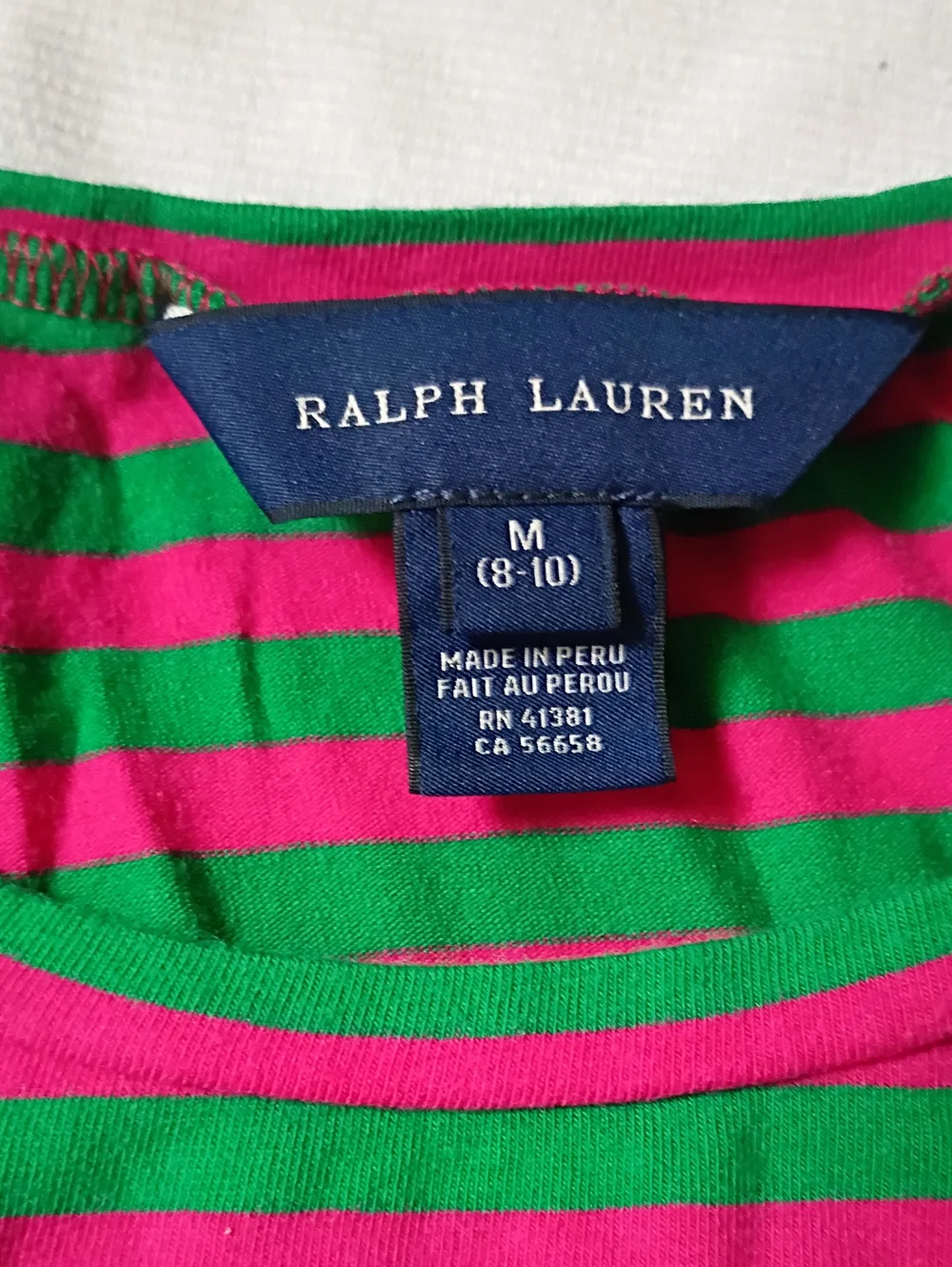 Ralph Lauren Girls' Green & Pink Striped Long-Sleeve Top